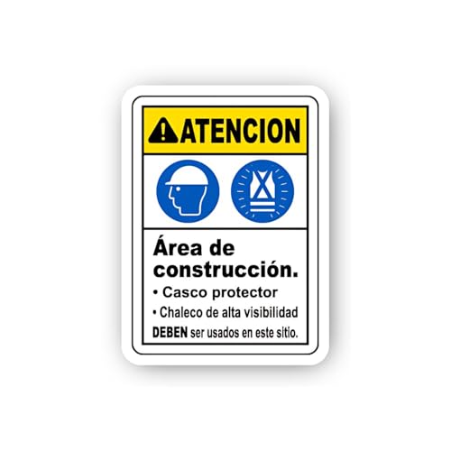 2 (Pieces) 3" and 5" Construction Site Attention Safety Gear Sign Sticker, Waterproof Vinyl Decals f