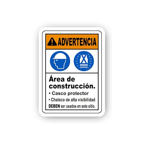2 (Pieces) 3" and 5" Dual PPE Requirement Spanish Warning Sign Sticker, Waterproof Vinyl Decals for