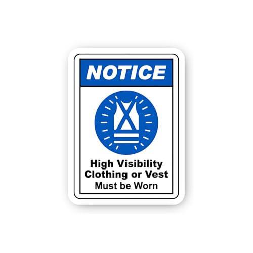 2 (Pieces) 3" and 5" Notice High Visibility Vest Required Sticker, Waterproof Vinyl Decals for Many