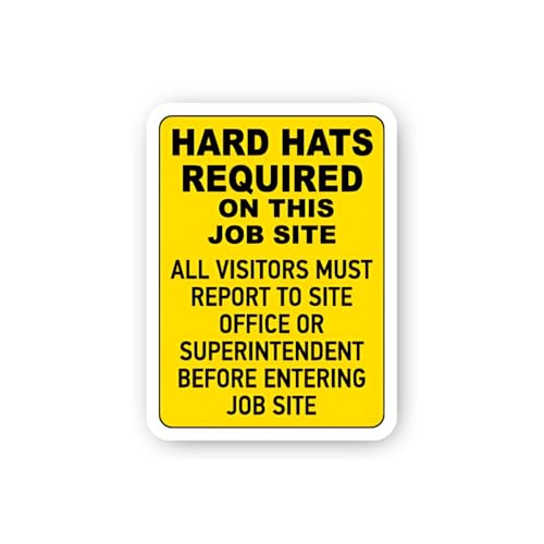 2 (Pieces) 3" and 5" Hard Hat and Visitor Report Required Job Site Sticker, Waterproof Vinyl Decals