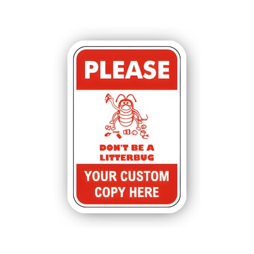 2 (Pieces) 3" and 5" Please Don't Be A Litterbug Custom Sign Sticker, Waterproof Vinyl Decals for Ma