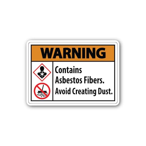2 (Pieces) 3" and 5" Asbestos Hazard Sticker, Waterproof Vinyl Decals for Many Purpose Like Cars, Tr