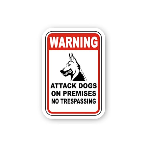 2 (Pieces) 3" and 5" Warning: Attack Dogs No Trespassing Sticker, Waterproof Vinyl Decals for Many P