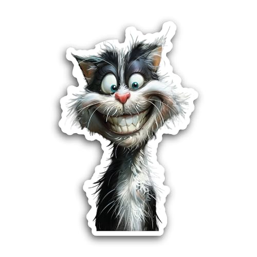 2 (Pieces) 3" and 5" Cute Cat Sitting Sticker, Waterproof Vinyl Decals for Many Purpose Like Cars, T