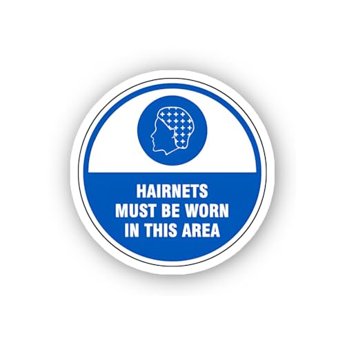 2 (Pieces) 3" and 5" Hairnet Requirement Circle Sticker, Waterproof Vinyl Decals for Many Purpose Li