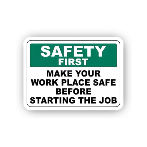 2 (Pieces) 3" and 5" Safety First: Make Your Work Place Safe Sticker, Waterproof Vinyl Decals for Ma