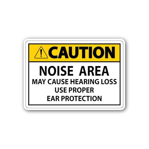 2 (Pieces) 3" and 5" Caution Noise Area Sign Sticker, Waterproof Vinyl Decals for Many Purpose Like
