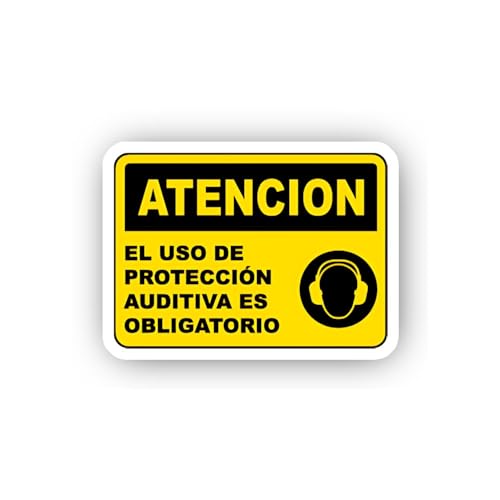2 (Pieces) 3" and 5" Spanish Auditory Protection Notice Sticker, Waterproof Vinyl Decals for Many Pu