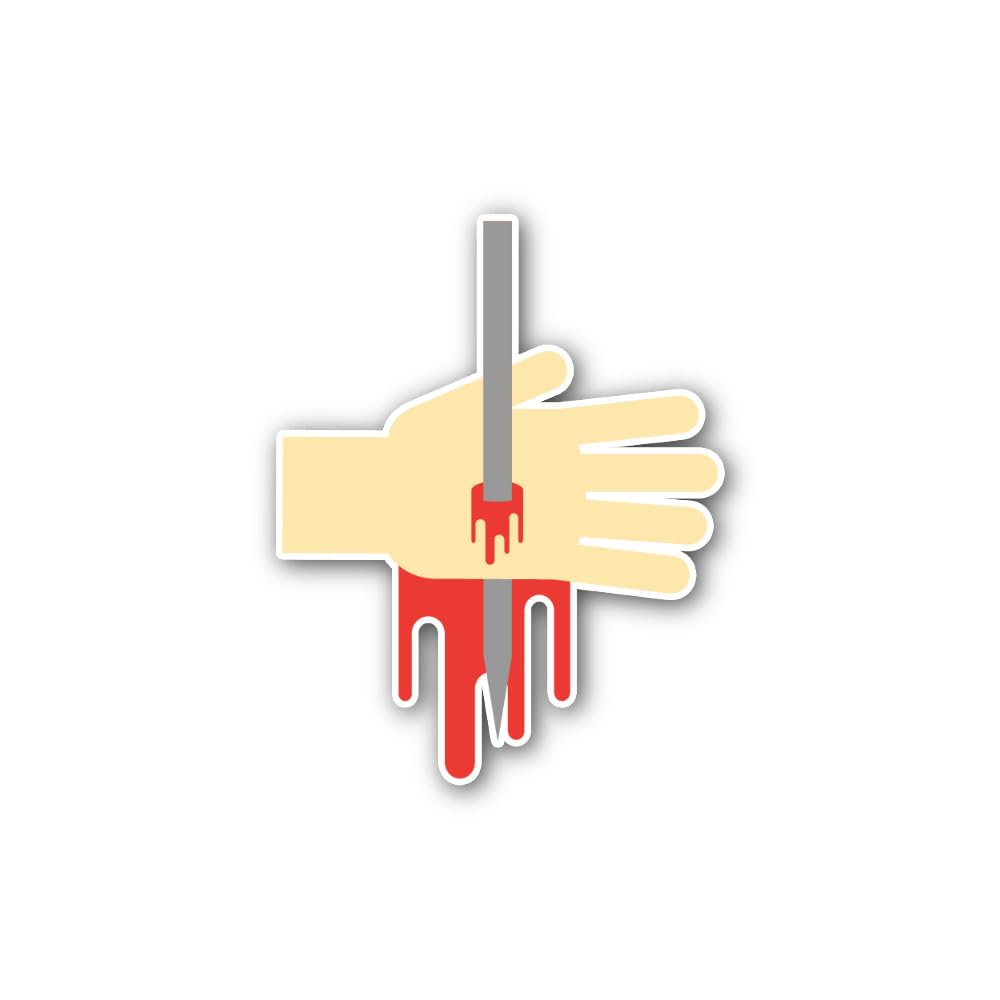 2 (Pieces) 3" and 5" Knife Between The Fingers Sign Sticker, Waterproof Vinyl Decals for Many Purpos