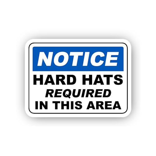 2 (Pieces) 3" and 5" Area Hard Hat Notice Sticker, Waterproof Vinyl Decals for Many Purpose Like Car