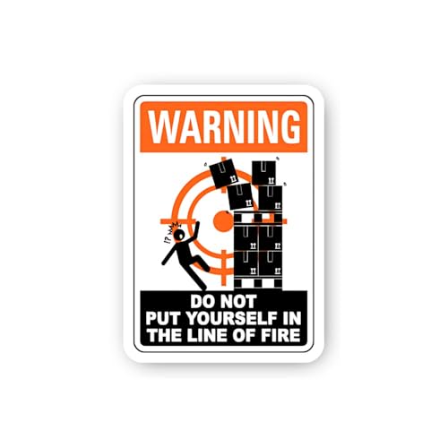 2 (Pieces) 3" and 5" Warning: Do Not Put Yourself in Line of Fire (Falling Palletized Boxes) Sticker