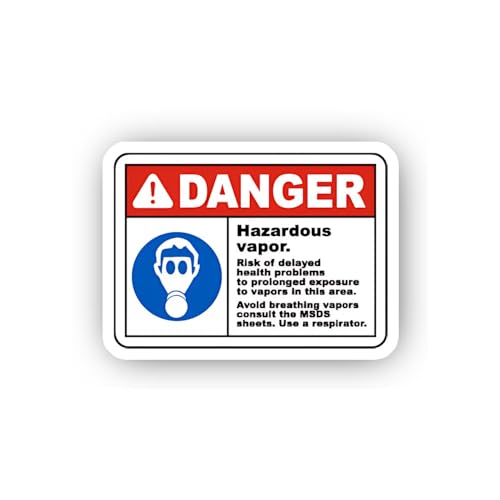 2 (Pieces) 3" and 5" Hazardous Vapor Danger Sticker, Waterproof Vinyl Decals for Many Purpose Like C