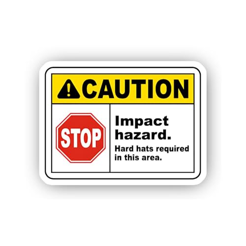 2 (Pieces) 3" and 5" Caution Impact Hazard Stop Sticker, Waterproof Vinyl Decals for Many Purpose Li