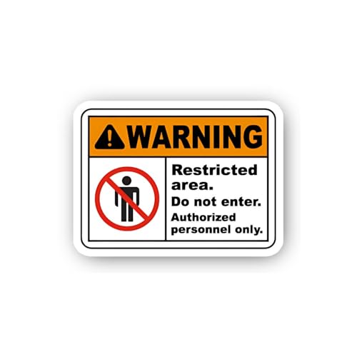 2 (Pieces) 3" and 5" Warning Restricted Area Do Not Enter Personnel Only Sticker, Waterproof Vinyl D