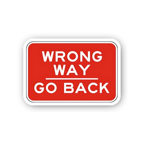 2 (Pieces) 3" and 5" Red Wrong Way Go Back Sign Sticker, Waterproof Vinyl Decals for Many Purpose Li
