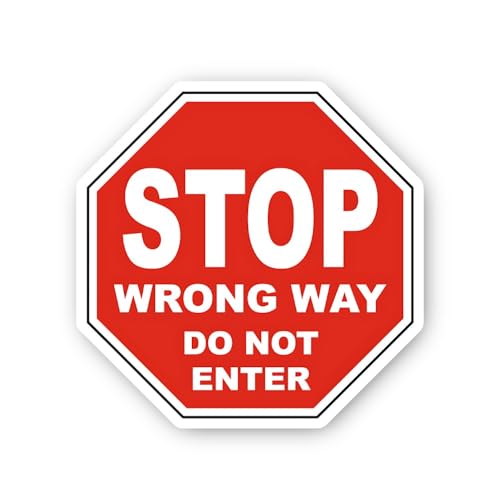 2 (Pieces) 3" and 5" Stop Wrong Way Do Not Enter Sticker, Waterproof Vinyl Decals for Many Purpose L