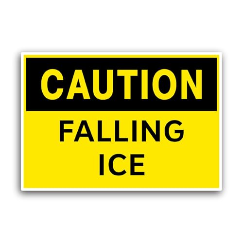 2 (Pieces) 3" and 5" Caution Falling Ice Sticker, Waterproof Vinyl Decals for Many Purpose Like Cars