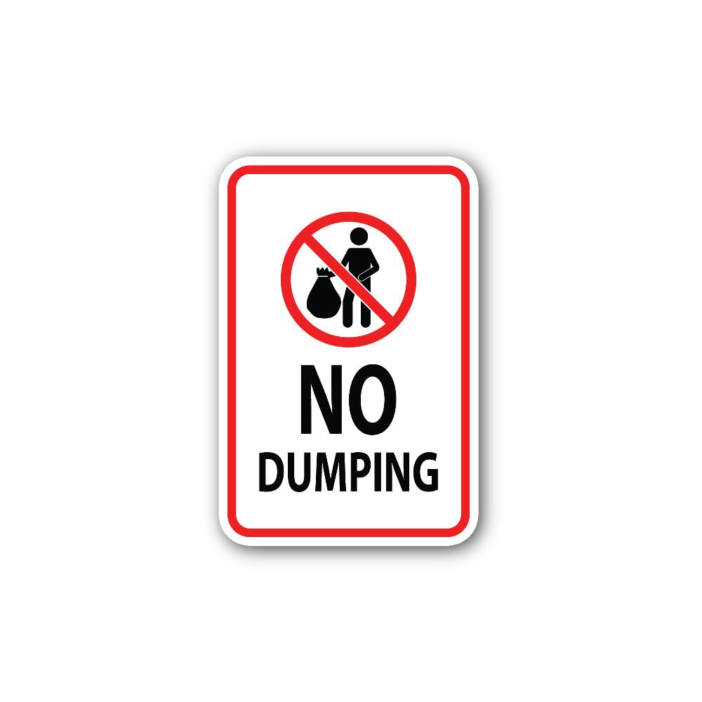2 (Pieces) 3" and 5" NO Dumping Sticker, Waterproof Vinyl Decals for Many Purpose Like Cars, Trucks,