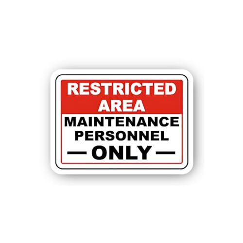 2 (Pieces) 3" and 5" Restricted Area Maintenance Personnel Only Sign Sticker, Waterproof Vinyl Decal