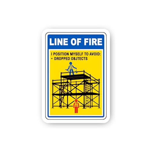2 (Pieces) 3" and 5" Line of Fire Avoidance: Dropped Objects Sticker, Waterproof Vinyl Decals for Ma