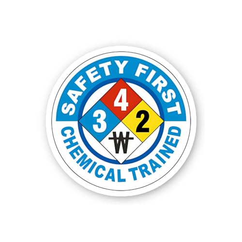 2 (Pieces) 3" and 5" Safety First Chemical Trained NFPA 704 Decal Sticker, Waterproof Vinyl Decals f