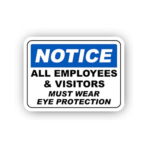 2 (Pieces) 3" and 5" Notice Employees Visitors Eye Protection Sticker, Waterproof Vinyl Decals for M
