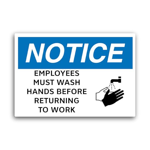 2 (Pieces) 3" and 5" Notice Employees Must Wash Hands Sticker, Waterproof Vinyl Decals for Many Purp