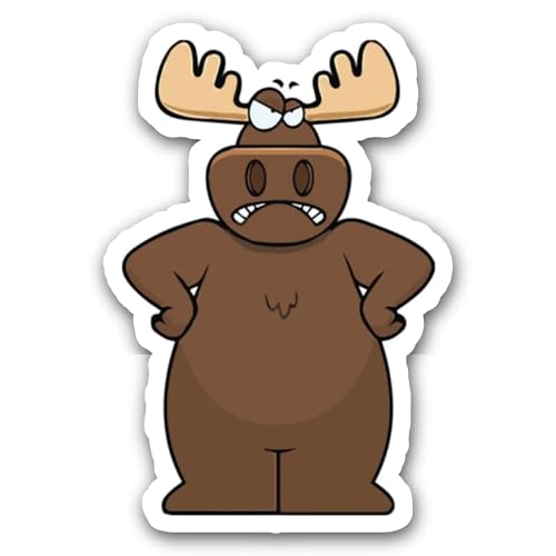 2 (Pieces) 3" and 5" Angry Moose Sticker, Waterproof Vinyl Decals for Many Purpose Like Cars, Trucks