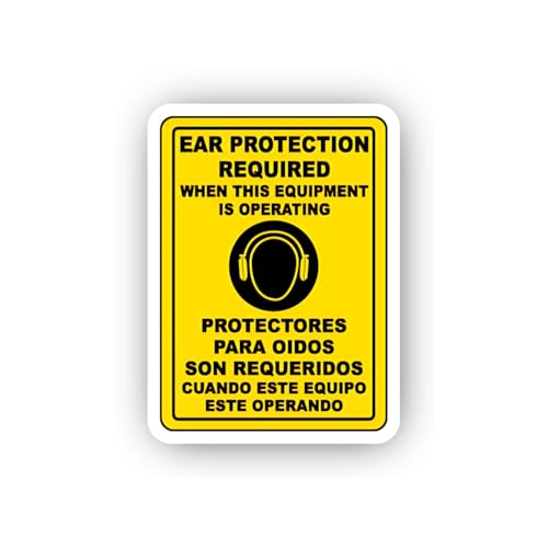 2 (Pieces) 3" and 5" Equipment Operation Hearing Safety Graphic Sticker, Waterproof Vinyl Decals for