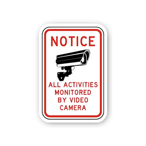 2 (Pieces) 3" and 5" Notice All Activities Monitored by Video Camera Sticker, Waterproof Vinyl Decal