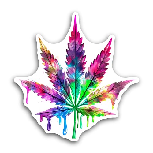 2 (Pieces) 3" and 5" Cannabis Leaf Sticker, Waterproof Vinyl Decals for Many Purpose Like Cars, Truc