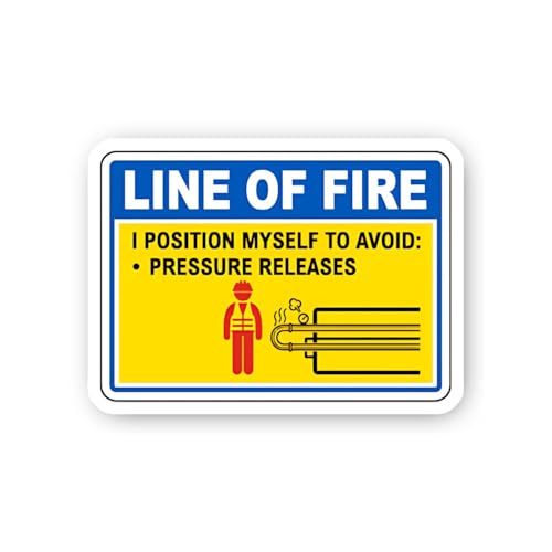 2 (Pieces) 3" and 5" Line of Fire Avoidance: Pressure Releases Sticker, Waterproof Vinyl Decals for