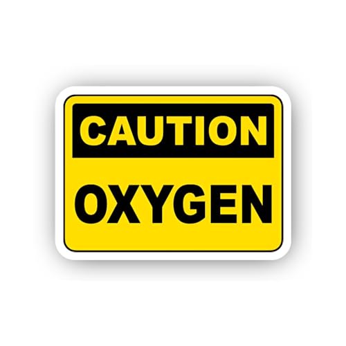 2 (Pieces) 3" and 5" Yellow Oxygen Caution Board Sticker, Waterproof Vinyl Decals for Many Purpose L
