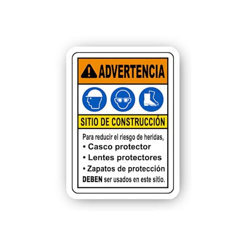 2 (Pieces) 3" and 5" Spanish Construction Safety Requirements Sign Sticker, Waterproof Vinyl Decals