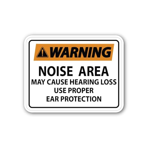 2 (Pieces) 3" and 5" Warning: Noise Area Sign Sticker, Waterproof Vinyl Decals for Many Purpose Like