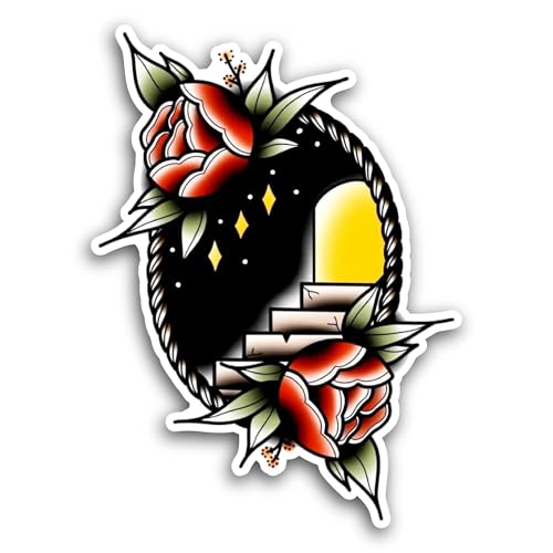 2 (Pieces) 3" and 5" Rose Floral Art Sticker, Waterproof Vinyl Decals for Many Purpose Like Cars, Tr