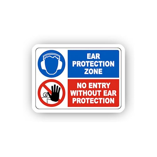 2 (Pieces) 3" and 5" Restricted Entry Ear Protection Zone Sticker, Waterproof Vinyl Decals for Many