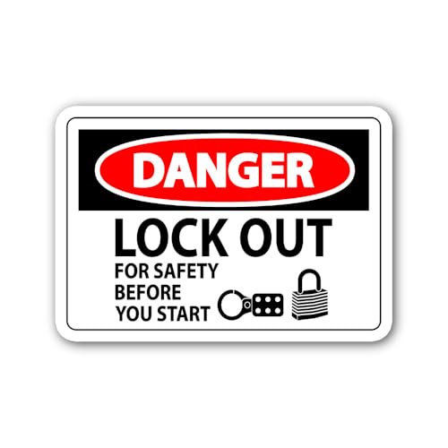 2 (Pieces) 3" and 5" LOCK OUT FOR SAFETY BEFORE YOU START Sticker, Waterproof Vinyl Decals for Many