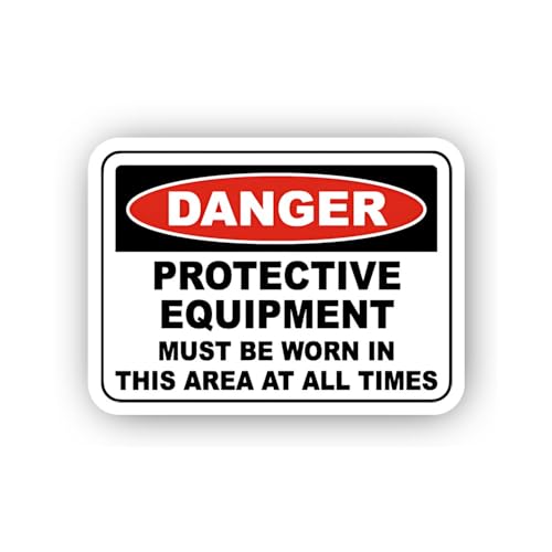 2 (Pieces) 3" and 5" Danger Protective Equipment Area Sticker, Waterproof Vinyl Decals for Many Purp