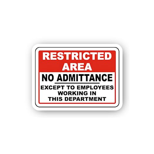 2 (Pieces) 3" and 5" Restricted Area No Admittance Except Employees Sign Sticker, Waterproof Vinyl D