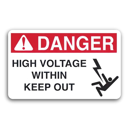 2 (Pieces) 3" and 5" Danger High Voltage Within Keep Out Decal Sticker, Waterproof Vinyl Decals for