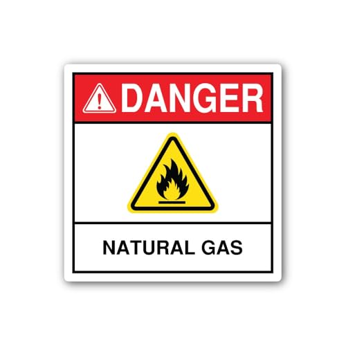 2 (Pieces) 3" and 5" Danger Natural Gas Sign Sticker, Waterproof Vinyl Decals for Many Purpose Like
