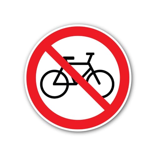 2 (Pieces) 3" and 5" No Cycling Sign Sticker, Waterproof Vinyl Decals for Many Purpose Like Cars, Tr