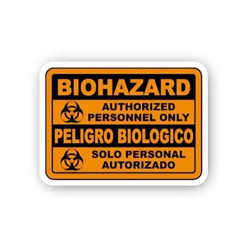 2 (Pieces) 3" and 5" Bilingual Biohazard Authorization Entry Sticker, Waterproof Vinyl Decals for Ma