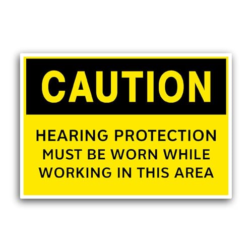 2 (Pieces) 3" and 5" Caution Hearing Pr0tection Sticker, Waterproof Vinyl Decals for Many Purpose Li