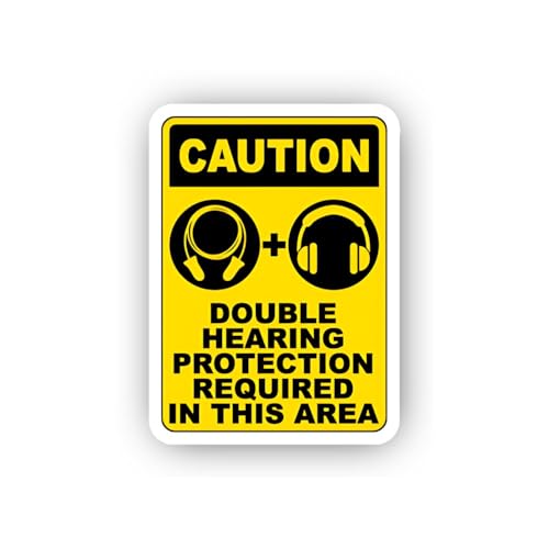2 (Pieces) 3" and 5" Double Hearing Protection Sticker, Waterproof Vinyl Decals for Many Purpose Lik