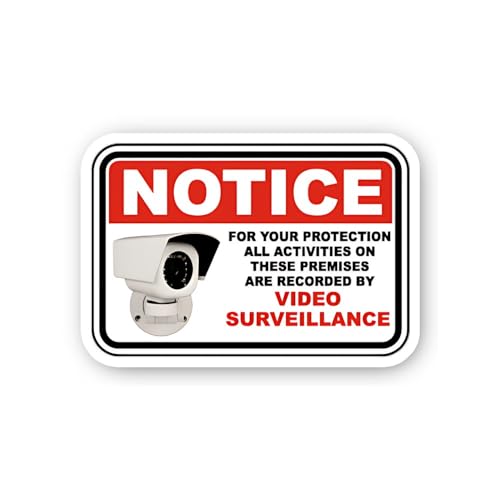 2 (Pieces) 3" and 5" Notice: Premises Recorded by Video Surveillance Sticker, Waterproof Vinyl Decal