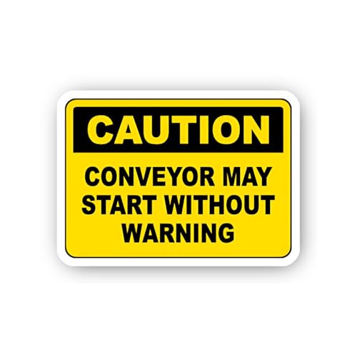 2 (Pieces) 3" and 5" Automatic Conveyor Startup Warning Sticker, Waterproof Vinyl Decals for Many Pu