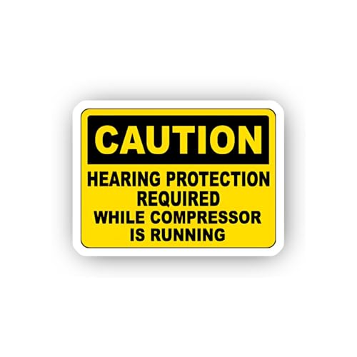 2 (Pieces) 3" and 5" Compressor Operation Safety Sticker, Waterproof Vinyl Decals for Many Purpose L