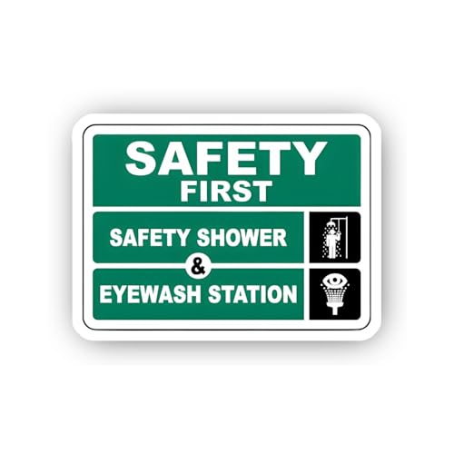 2 (Pieces) 3" and 5" S@fety Shower and Eyewash Station Sign Sticker, Waterproof Vinyl Decals for Man